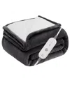 Westinghouse Heated Flannel And Sherpa Throw, 50" X 60" In Charcoal