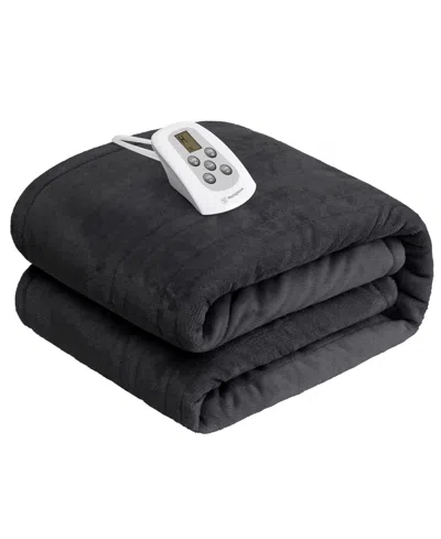 Westinghouse Heated Flannel Blanket, Full In Charcoal