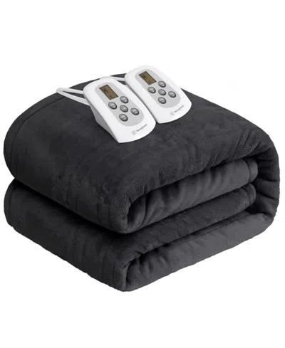 Westinghouse Heated Flannel Blanket, King In Charcoal