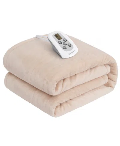 Westinghouse Heated Flannel Blanket, Twin In Beige
