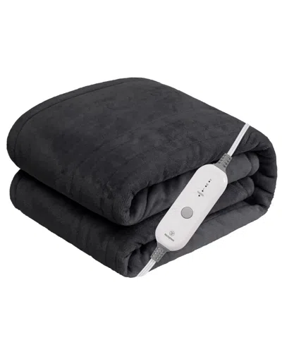Westinghouse Heated Flannel Throw, 50" X 60" In Charcoal