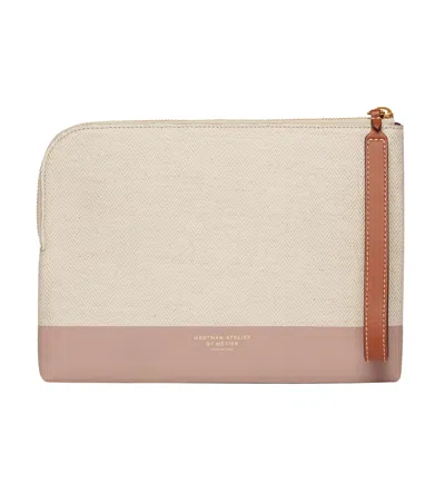 Westman Atelier Makeup Pouch: The Midi, Makeup Bag In Herringbone/mauve