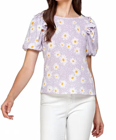 Westmoon Daisy Puff Short Sleeve Blouse In Lavender In Purple