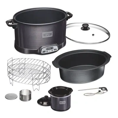 Weston 2-in-1 Indoor Smoker & 6 Quart Slow Cooker With Party Dipper In Black