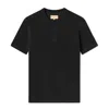 Weston Jon Boucher Men's Ss Mandarin Collar Slim Fit Knit Henley - Black In Black