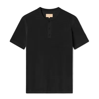 Weston Jon Boucher Men's Ss Mandarin Collar Slim Fit Knit Henley - Black