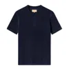Weston Jon Boucher Men's Ss Mandarin Collar Slim Fit Knit Henley - Midnight Blue In Blue