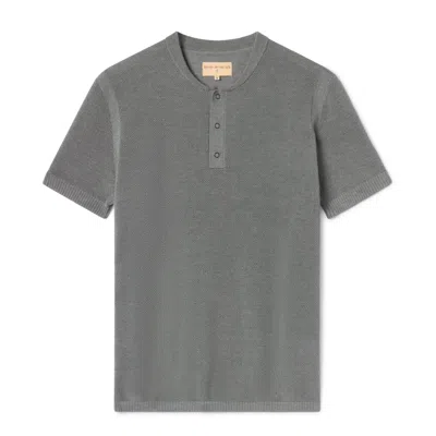 Weston Jon Boucher Men's Ss Mandarin Collar Slim Fit Knit Henley - Slate Grey