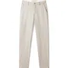Weston Jon Boucher Men's White Havana Comfort Linen Slim Pants - Sand Pebble - Thirty Inseam Length In White