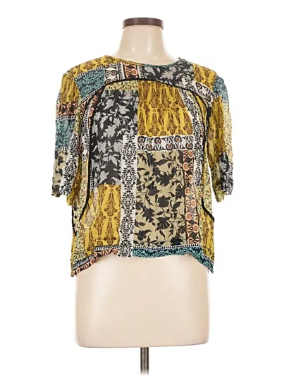 Pre-owned Weston Short Sleeve Blouse In Gold