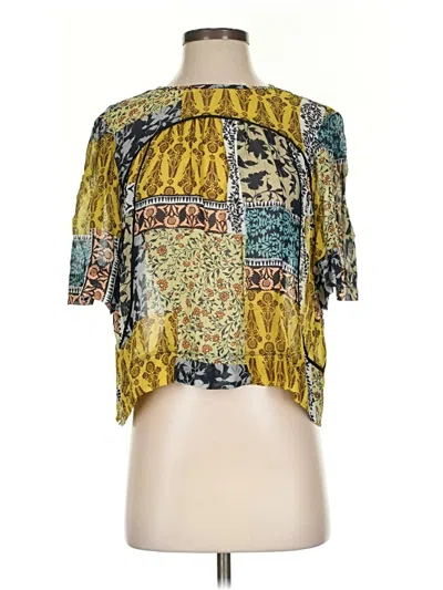 Pre-owned Weston Short Sleeve Blouse In Yellow