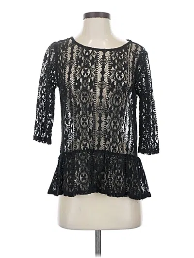 Pre-owned Weston Wear 3/4 Sleeve Top Black Square Neckline Tops