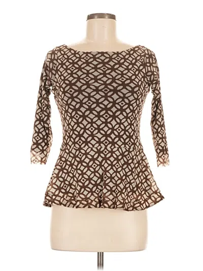 Pre-owned Weston Wear 3/4 Sleeve Top Brown Square Neckline Tops