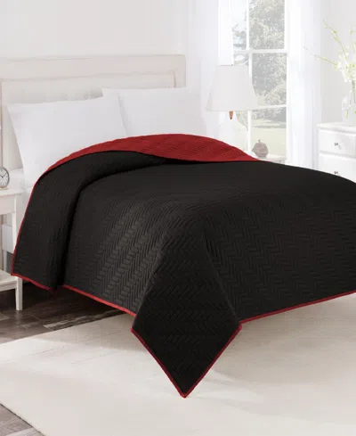 Westpoint Home Reversible Coverlet, King In Black,red
