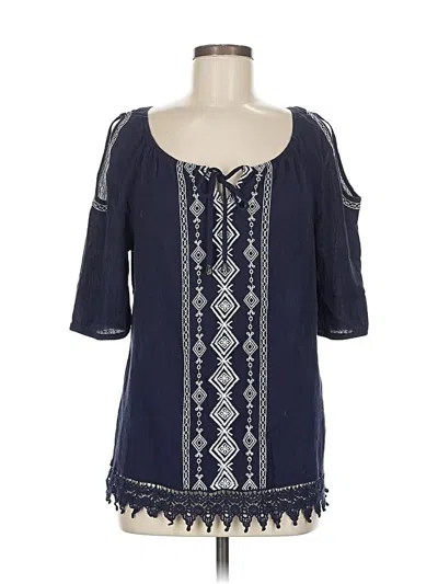 Pre-owned Westport 1962 3/4 Sleeve Blouse In Blue