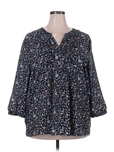 Pre-owned Westport 1962 3/4 Sleeve Blouse In Blue