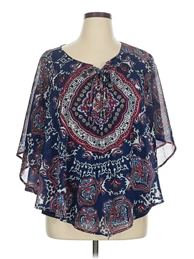 Pre-owned Westport 1962 3/4 Sleeve Blouse In Blue