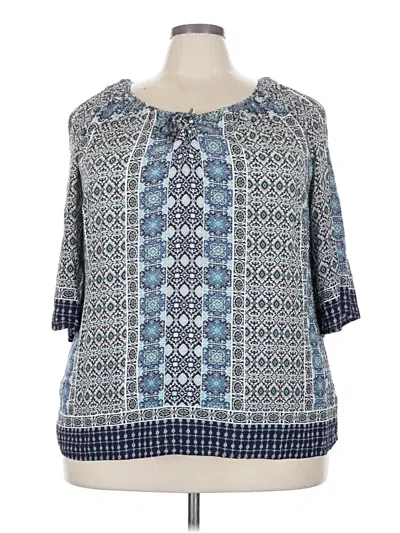 Pre-owned Westport 1962 3/4 Sleeve Blouse In Blue