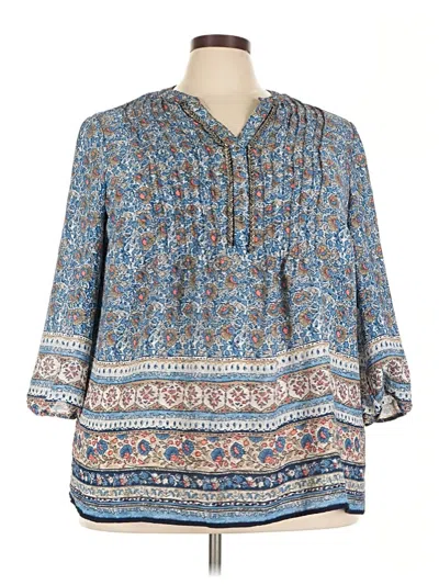 Pre-owned Westport 1962 3/4 Sleeve Blouse In Blue