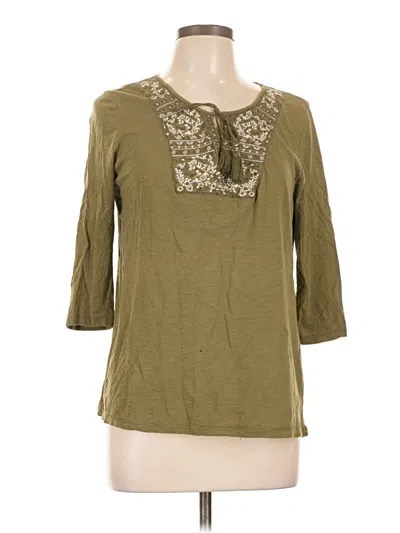 Pre-owned Westport 1962 3/4 Sleeve Top Green Scoop Neck Tops