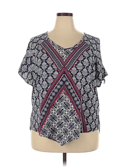 Pre-owned Westport 1962 Short Sleeve Blouse In Blue