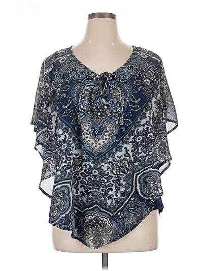 Pre-owned Westport 1962 Short Sleeve Blouse In Blue