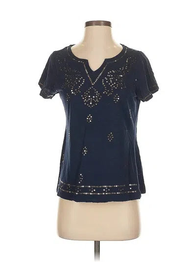 Pre-owned Westport 1962 Short Sleeve Top Blue Keyhole Neckline Tops