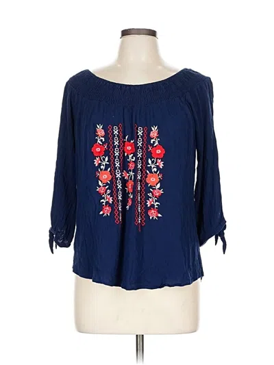Pre-owned Westport 3/4 Sleeve Blouse In Blue