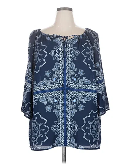 Pre-owned Westport 3/4 Sleeve Blouse In Blue