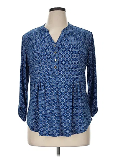 Pre-owned Westport 3/4 Sleeve Blouse In Blue