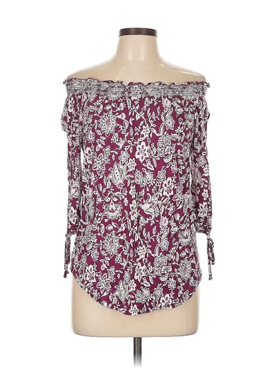 Pre-owned Westport 3/4 Sleeve Blouse In Burgundy