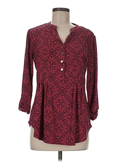 Pre-owned Westport 3/4 Sleeve Blouse In Burgundy