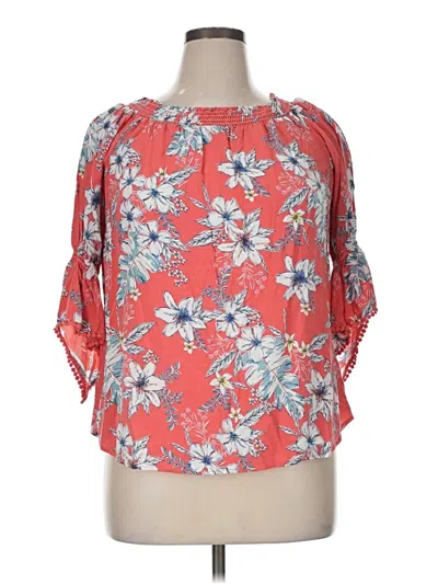 Pre-owned Westport 3/4 Sleeve Blouse In Red
