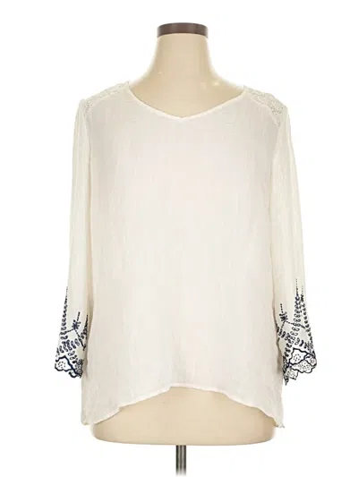 Pre-owned Westport 3/4 Sleeve Blouse In White