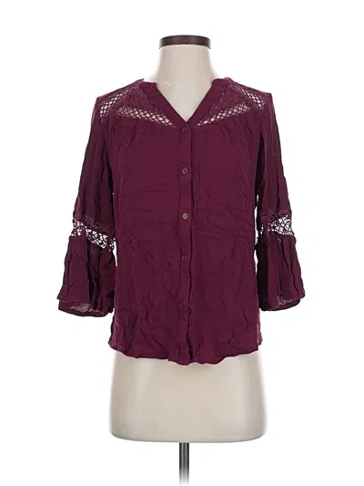 Pre-owned Westport 3/4 Sleeve Button Down Shirt In Burgundy
