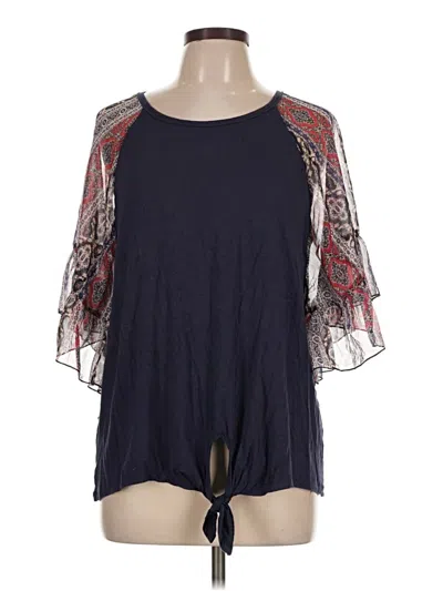 Pre-owned Westport 3/4 Sleeve Top Blue Cold Shoulder Neckline Tops