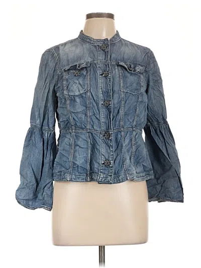 Pre-owned Westport 3/4 Sleeve Top Blue Mock Neckline Tops
