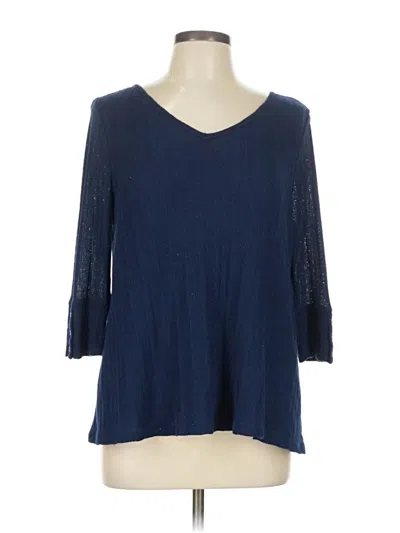 Pre-owned Westport 3/4 Sleeve Top Blue V Neck Tops