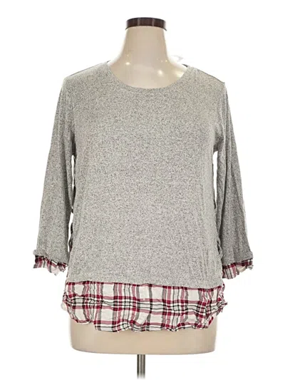 Pre-owned Westport 3/4 Sleeve Top Gray Crew Neck Tops