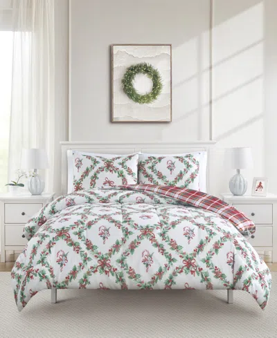 Westport Home Enchante Wreath With Bow Reversible 3-pc. Comforter Sets, Created For Macy's In Multi