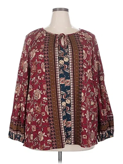 Pre-owned Westport Long Sleeve Blouse In Burgundy