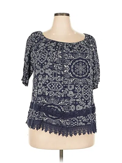 Pre-owned Westport Short Sleeve Blouse In Blue