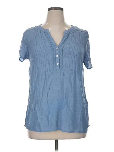 Pre-owned Westport Short Sleeve Blouse In Blue