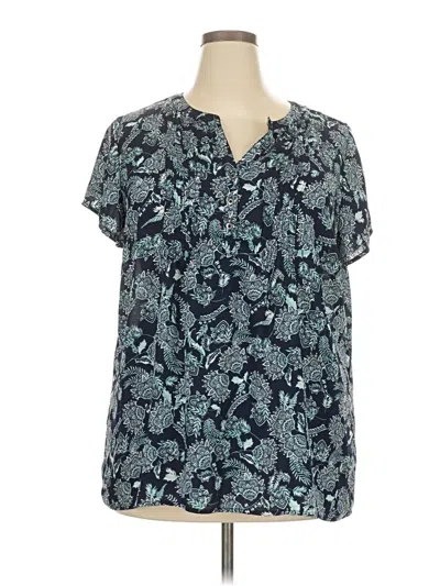 Pre-owned Westport Short Sleeve Blouse In Blue