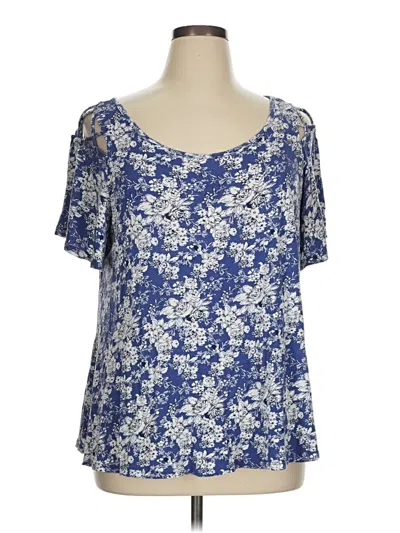 Pre-owned Westport Short Sleeve Blouse In Blue