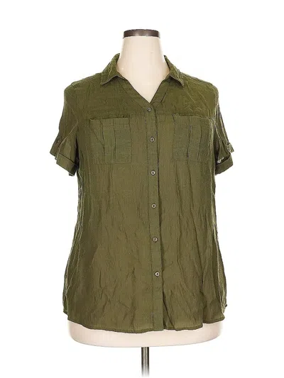 Pre-owned Westport Short Sleeve Blouse In Green