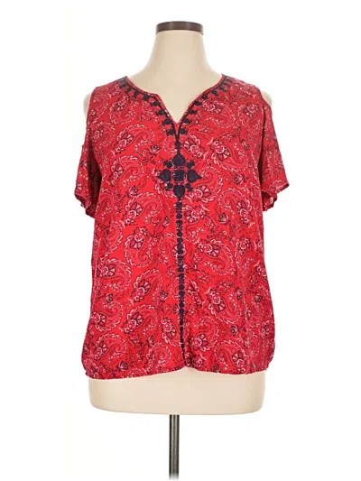 Pre-owned Westport Short Sleeve Blouse In Red