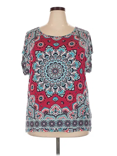Pre-owned Westport Short Sleeve Blouse In Red