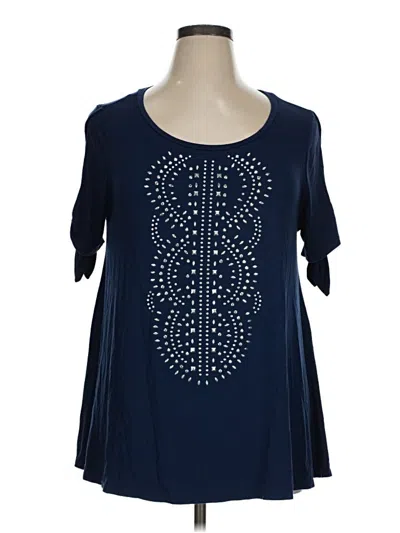 Pre-owned Westport Short Sleeve Top Blue Cold Shoulder Neckline Tops
