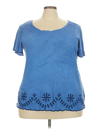 Pre-owned Westport Short Sleeve Top Blue Scoop Neck Tops